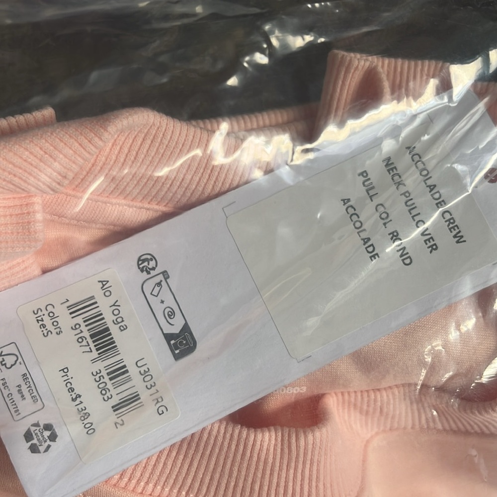 Alo yoga accolade crewneck -  Pink sweatshirt pull-over tee gym fitness - Picture 3 of 4